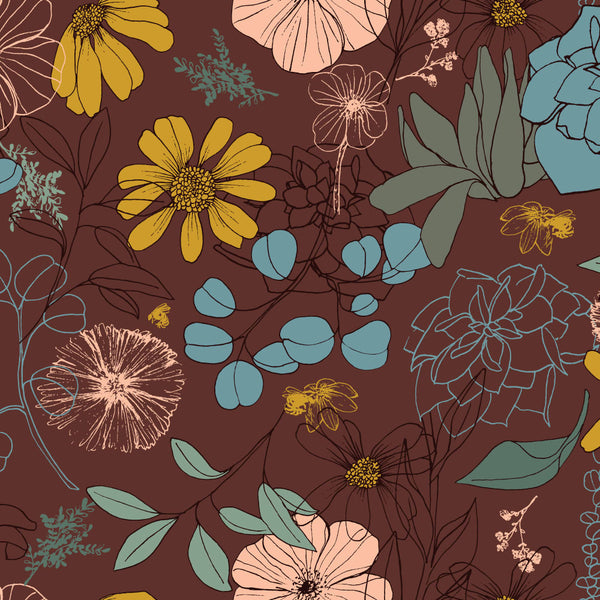 bonjour diary ◎ Wallpaper flower print Garden_Party_FLR-PRT-BRN-