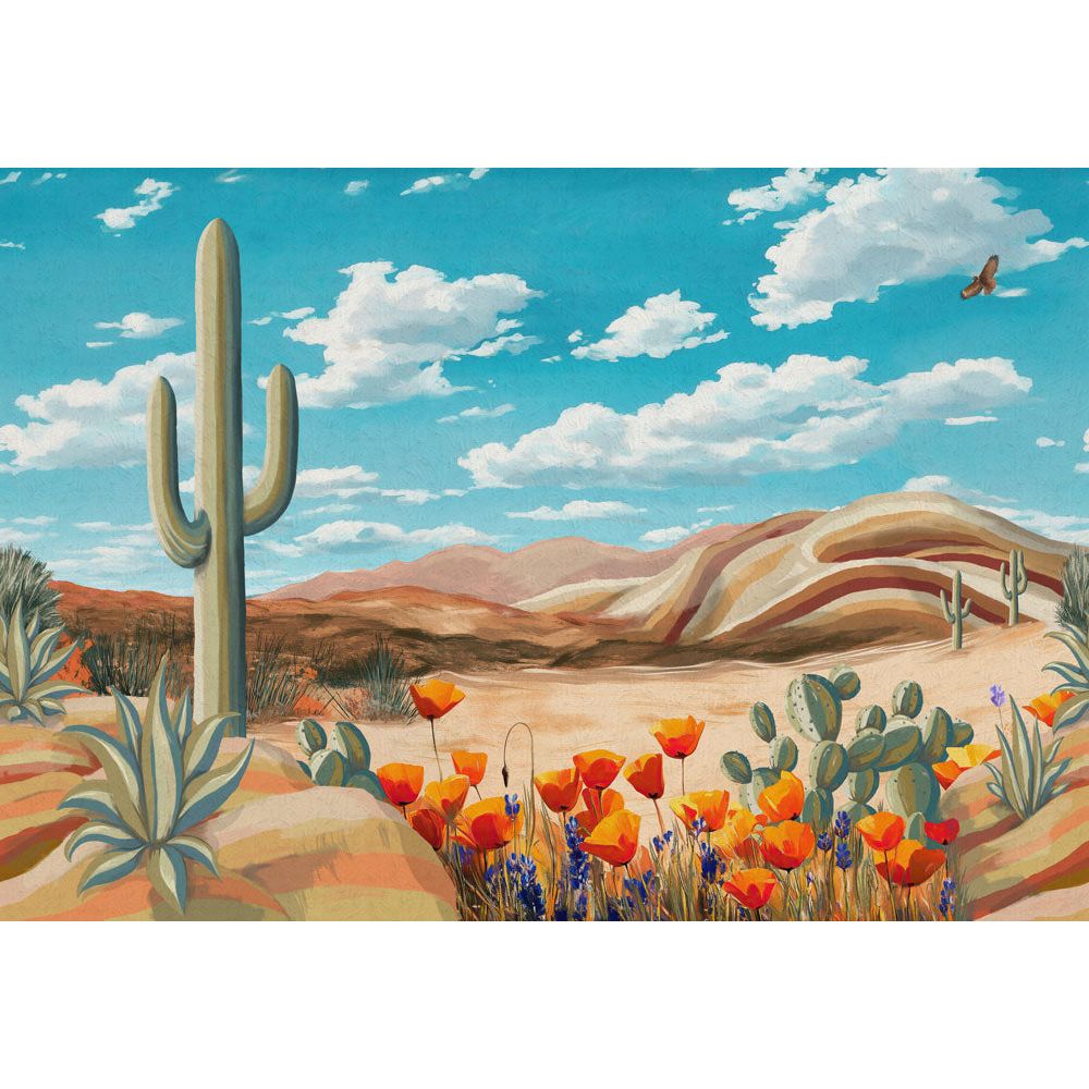 DesertScape Cloudy Sky Vibrant Brushstokes Swatch