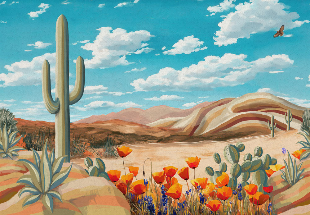 DesertScape Cloudy Sky Vibrant Brushstrokes Swatch