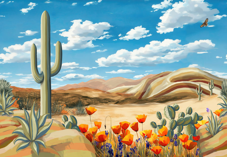 DesertScape Cloudy Sky Vibrant Swatch