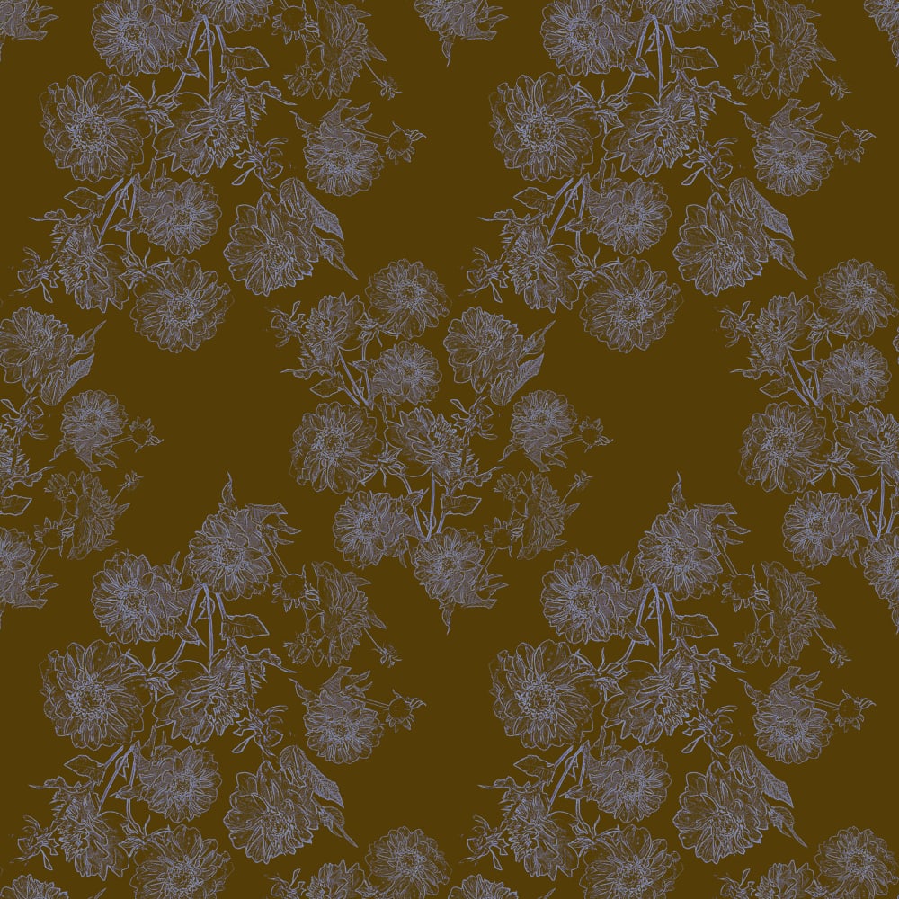 Dahlia Parton wallpaper pattern in half scale Mecca Gold