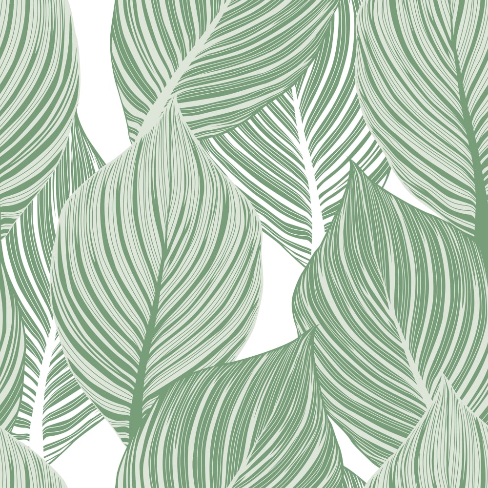 Tropical jungle leaf pattern, in green.