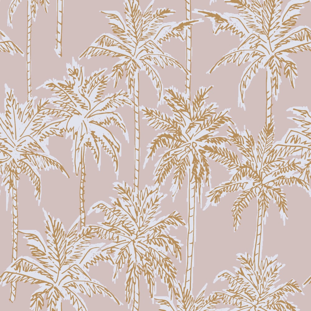 Let's Be Fronds Frosted Pink Full Scale wallpaper