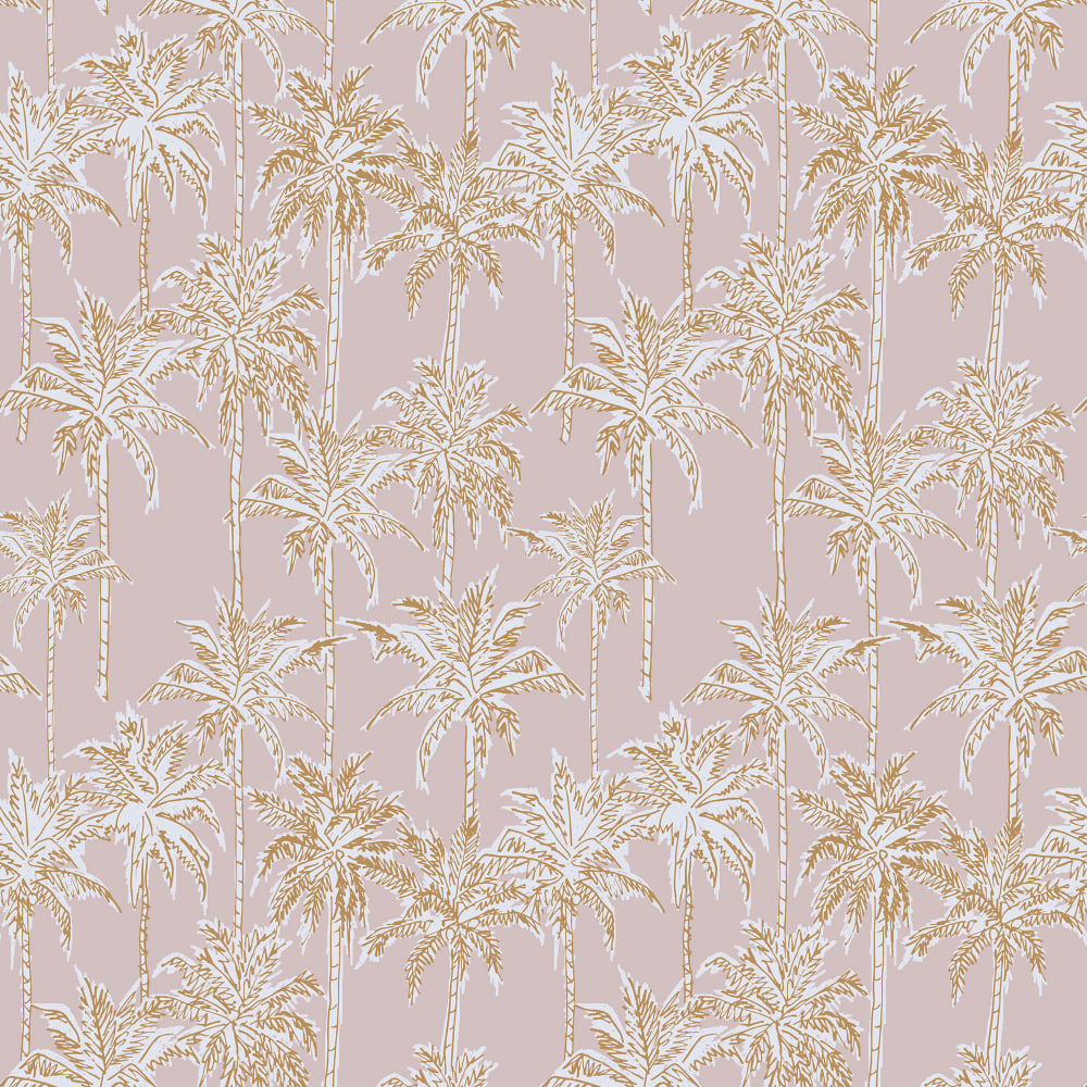 Let's Be Fronds Frosted Pink Half Scale wallpaper